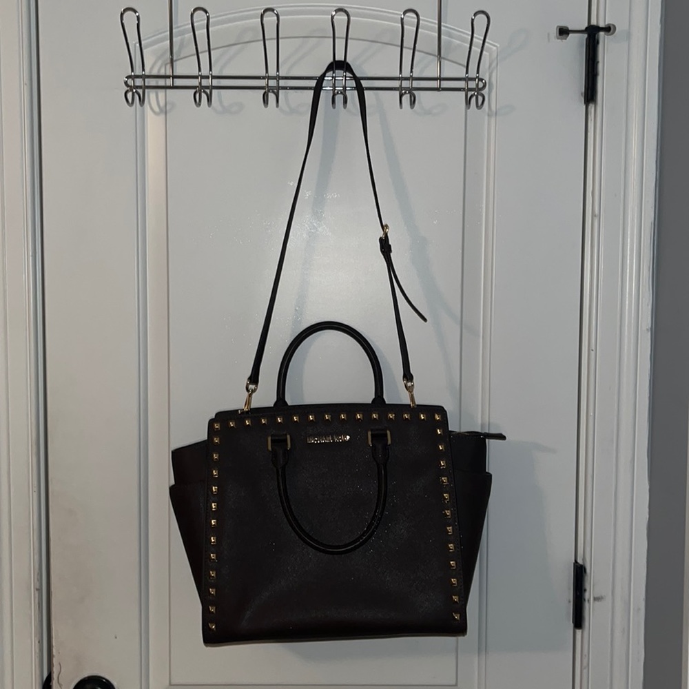 Michael Kors studded chocolate tote.
